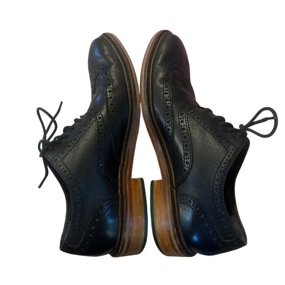 8M Cole Haan Colton Brogue Perforated Wingtip Oxford Black Leather Lace-Up Shoe - Picture 6 of 10